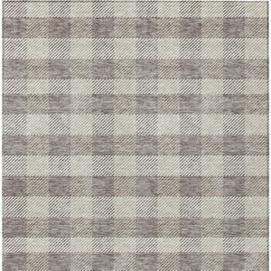 HomeRoots 5' Taupe and Gray Plaid Washable Area Rug - Durable, Versatile, Stylish for Indoor and Outdoor Spaces 5' X 8' 595518