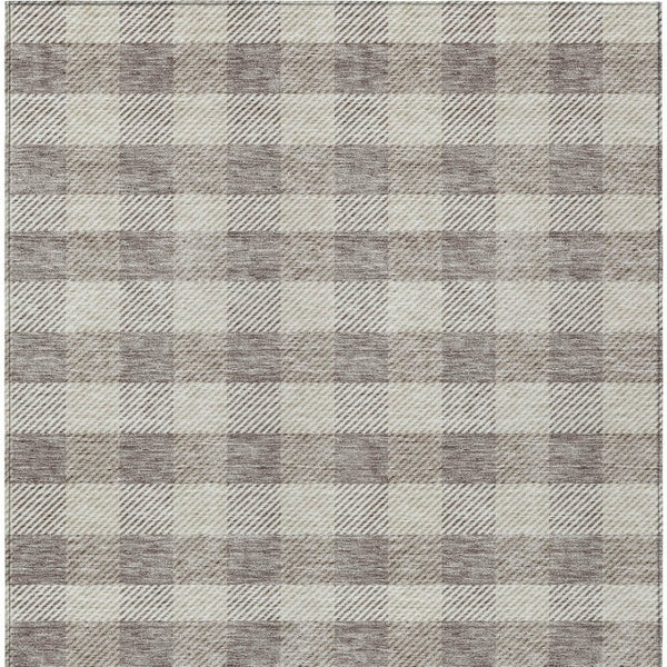 HomeRoots 5' Taupe and Gray Plaid Washable Area Rug - Durable, Versatile, Stylish for Indoor and Outdoor Spaces 5' X 8' 595518