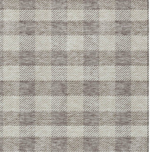 HomeRoots 5' Taupe and Gray Plaid Washable Area Rug - Durable, Versatile, Stylish for Indoor and Outdoor Spaces 5' X 8' 595518