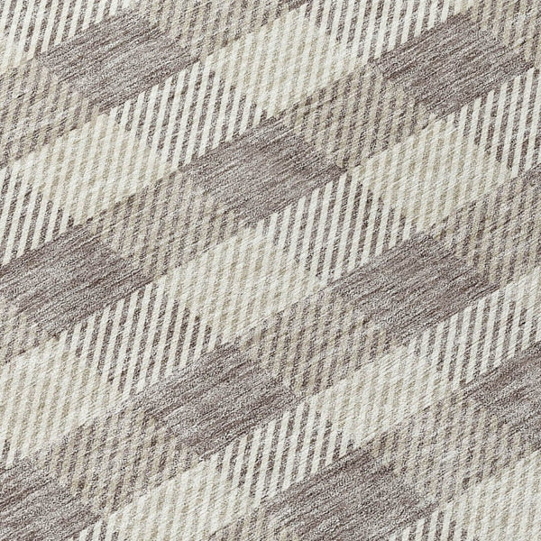 HomeRoots 5' Taupe and Gray Plaid Washable Area Rug - Durable, Versatile, Stylish for Indoor and Outdoor Spaces 8' Round 595519