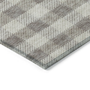 HomeRoots 9' X 12' Taupe and Gray Plaid Rug - Washable Indoor/Outdoor Area Rug, Stain-Resistant & Durable Design 595521