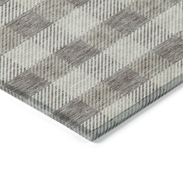 HomeRoots 9' X 12' Taupe and Gray Plaid Rug - Washable Indoor/Outdoor Area Rug, Stain-Resistant & Durable Design 595521