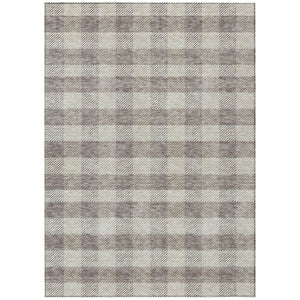 HomeRoots 5' Taupe and Gray Plaid Washable Area Rug - Durable, Versatile, Stylish for Indoor and Outdoor Spaces 10' X 14' 595522