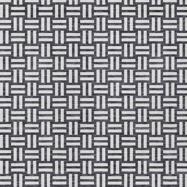 Homeroots 3' Black And Ivory Geometric Indoor Outdoor Area Rug - Stylish, Washable, Durable For Any Space 5' X 8' Polyester 595524