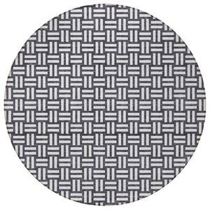 Homeroots 3' Black And Ivory Geometric Indoor Outdoor Area Rug - Stylish, Washable, Durable For Any Space 8' Round Polyester 595525