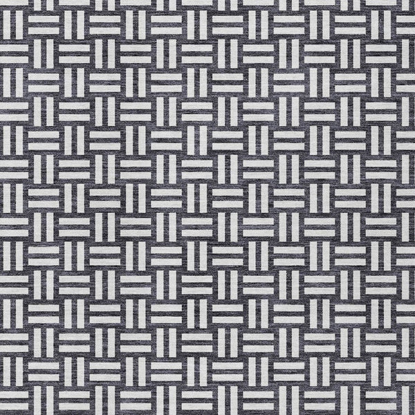 Homeroots 3' Black And Ivory Geometric Indoor Outdoor Area Rug - Stylish, Washable, Durable For Any Space 9' X 12' Polyester 595527