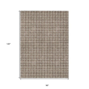 Homeroots 3' Black And Ivory Geometric Indoor Outdoor Area Rug - Stylish, Washable, Durable For Any Space 8' X 10' Polyester 595532