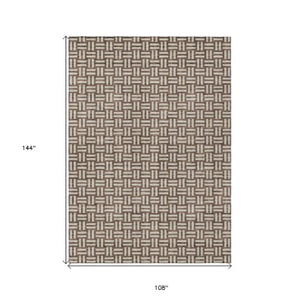 Homeroots 3' Black And Ivory Geometric Indoor Outdoor Area Rug - Stylish, Washable, Durable For Any Space 9' X 12' Polyester 595533