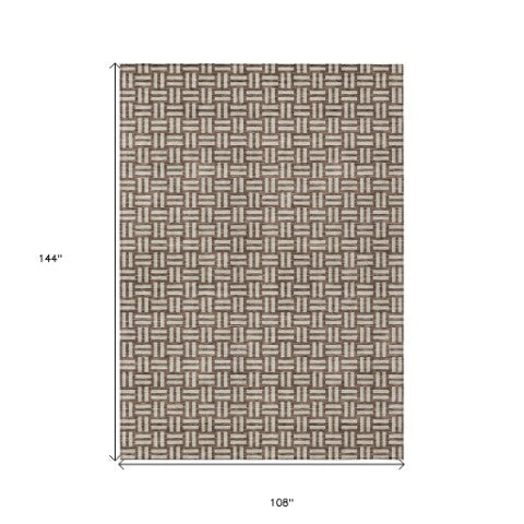 Homeroots 3' Black And Ivory Geometric Indoor Outdoor Area Rug - Stylish, Washable, Durable For Any Space 9' X 12' Polyester 595533