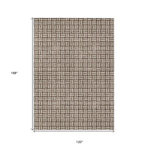 Homeroots 3' Black And Ivory Geometric Indoor Outdoor Area Rug - Stylish, Washable, Durable For Any Space 10' X 14' Polyester 595534