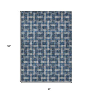 Homeroots 3' Black And Ivory Geometric Indoor Outdoor Area Rug - Stylish, Washable, Durable For Any Space 8' X 10' Polyester 595538