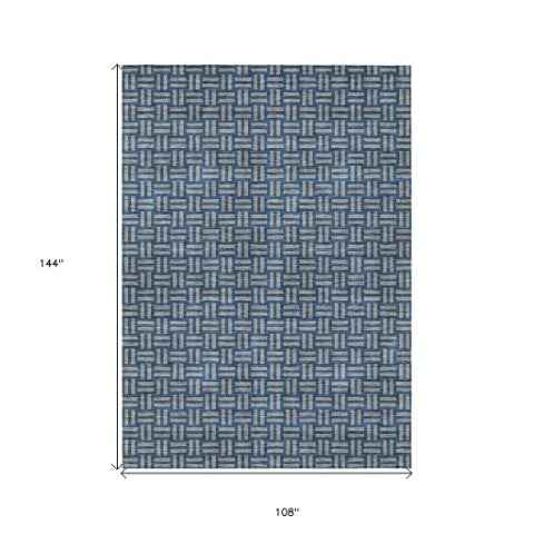 Homeroots 3' Black And Ivory Geometric Indoor Outdoor Area Rug - Stylish, Washable, Durable For Any Space 9' X 12' Polyester 595539