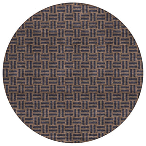 HomeRoots 5' Chocolate and Black Geometric Area Rug - Stylish, Washable, Durable for Indoor and Outdoor Use 8' Round 595543