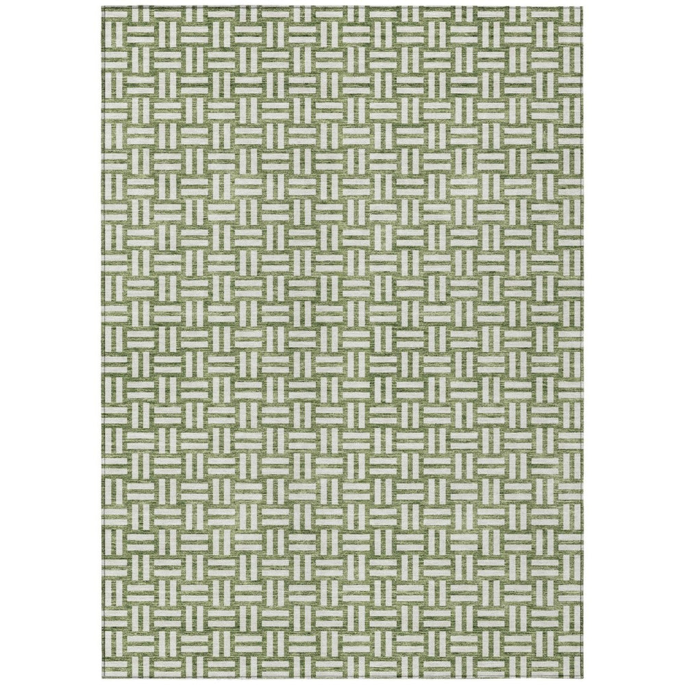 HomeRoots 9' X 12' Green and Ivory Geometric Area Rug - Stylish, Washable, Durable for Indoor & Outdoor Spaces 595551