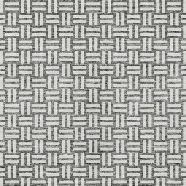 Homeroots 3' Black And Ivory Geometric Indoor Outdoor Area Rug - Stylish, Washable, Durable For Any Space 5' X 8' Polyester 595560