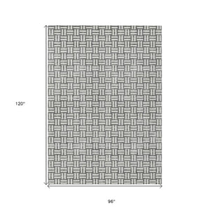 Homeroots 3' Black And Ivory Geometric Indoor Outdoor Area Rug - Stylish, Washable, Durable For Any Space 8' X 10' Polyester 595562