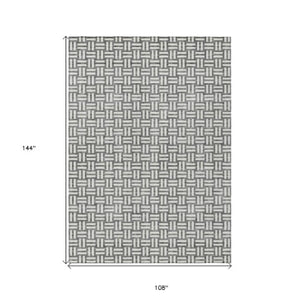 Homeroots 3' Black And Ivory Geometric Indoor Outdoor Area Rug - Stylish, Washable, Durable For Any Space 9' X 12' Polyester 595563