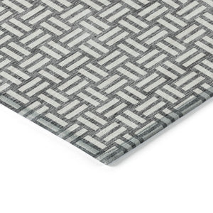 Homeroots 3' Black And Ivory Geometric Indoor Outdoor Area Rug - Stylish, Washable, Durable For Any Space 9' X 12' Polyester 595563