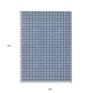 Homeroots 3' Black And Ivory Geometric Indoor Outdoor Area Rug - Stylish, Washable, Durable For Any Space 9' X 12' Polyester 595575