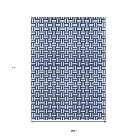 Homeroots 3' Black And Ivory Geometric Indoor Outdoor Area Rug - Stylish, Washable, Durable For Any Space 9' X 12' Polyester 595575