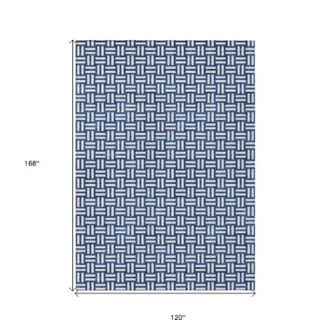 Homeroots 3' Black And Ivory Geometric Indoor Outdoor Area Rug - Stylish, Washable, Durable For Any Space 10' X 14' Polyester 595576