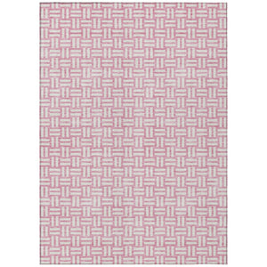 HomeRoots 9' X 12' Pink Geometric Indoor Outdoor Area Rug - Stylish, Washable & Durable for Any Space! 595587