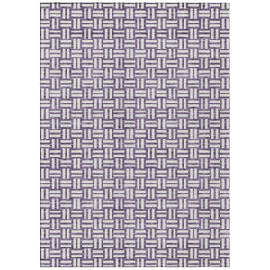 HomeRoots 5' Bold Purple and Ivory Geometric Area Rug – Stylish, Washable, Indoor/Outdoor Floor Covering 10' X 14' 595594