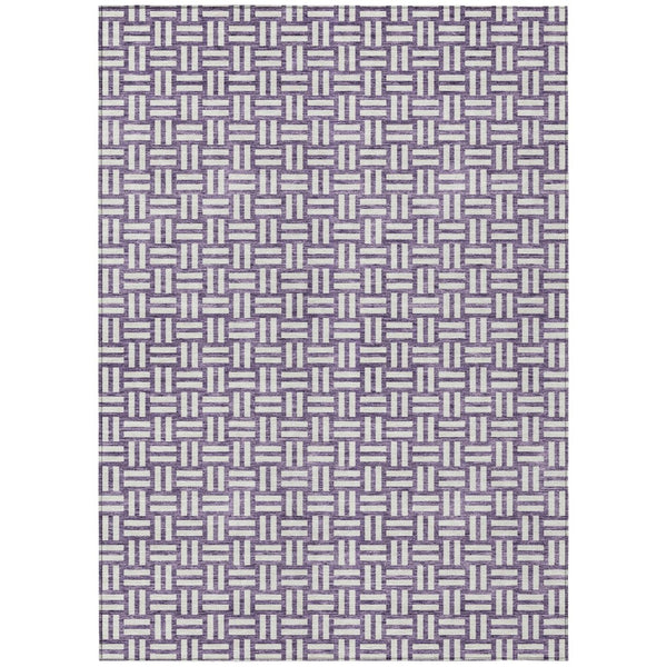 HomeRoots 5' Bold Purple and Ivory Geometric Area Rug – Stylish, Washable, Indoor/Outdoor Floor Covering 10' X 14' 595594