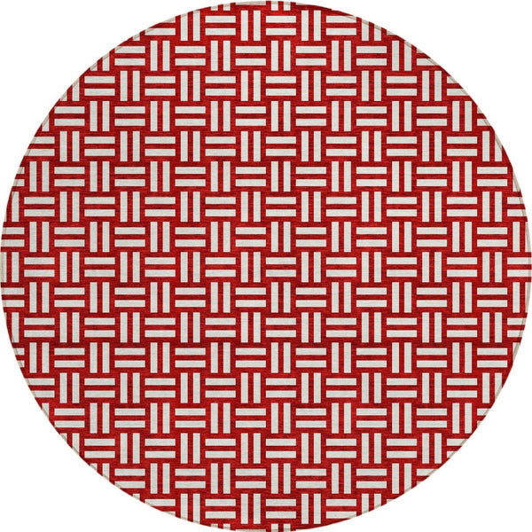 Homeroots 3' Black And Ivory Geometric Indoor Outdoor Area Rug - Stylish, Washable, Durable For Any Space 8' Round Polyester 595597