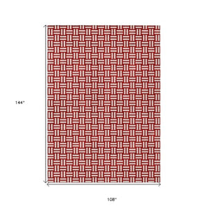 Homeroots 3' Black And Ivory Geometric Indoor Outdoor Area Rug - Stylish, Washable, Durable For Any Space 9' X 12' Polyester 595599