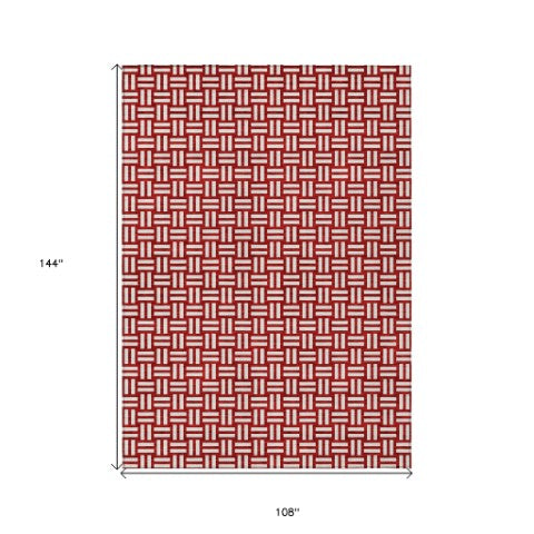 Homeroots 3' Black And Ivory Geometric Indoor Outdoor Area Rug - Stylish, Washable, Durable For Any Space 9' X 12' Polyester 595599