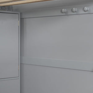 English Elm Twin Over Full Bunk Bed with Wardrobe Storage Stairs Shelves and Usb Charging Gray LT000292AAE