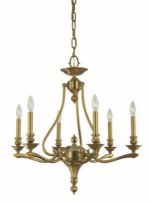 Framburg 6-light Elegant Italian Die-cast Chandelier For Dining Spaces – Handcrafted Masterpiece In Usa Brushed Brass Metal 5956 Br
