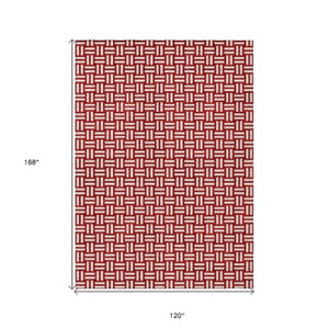 Homeroots 3' Black And Ivory Geometric Indoor Outdoor Area Rug - Stylish, Washable, Durable For Any Space 10' X 14' Polyester 595600