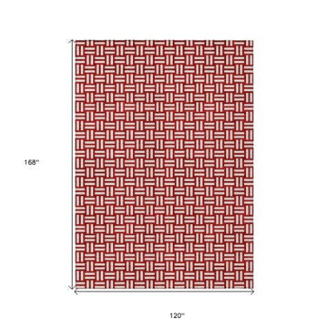 Homeroots 3' Black And Ivory Geometric Indoor Outdoor Area Rug - Stylish, Washable, Durable For Any Space 10' X 14' Polyester 595600