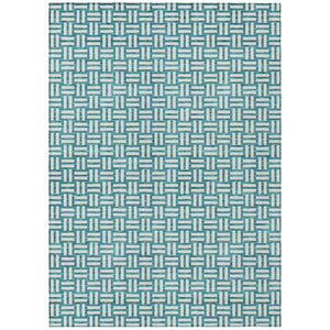 HomeRoots 5' Teal Blue and Gray Geometric Area Rug - Stylish, Washable, Durable for Indoor and Outdoor Use 8' X 10' 595604