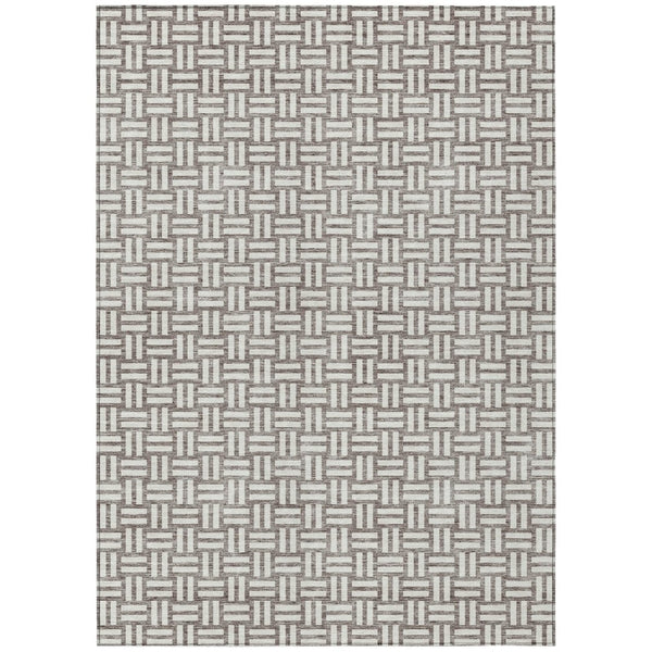 HomeRoots 5' Stylish Taupe and Gray Geometric Indoor Outdoor Area Rug - Durable, Washable, Easy-Care Design 8' X 10' 595610