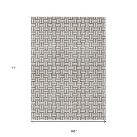 Homeroots 3' Black And Ivory Geometric Indoor Outdoor Area Rug - Stylish, Washable, Durable For Any Space 9' X 12' Polyester 595611