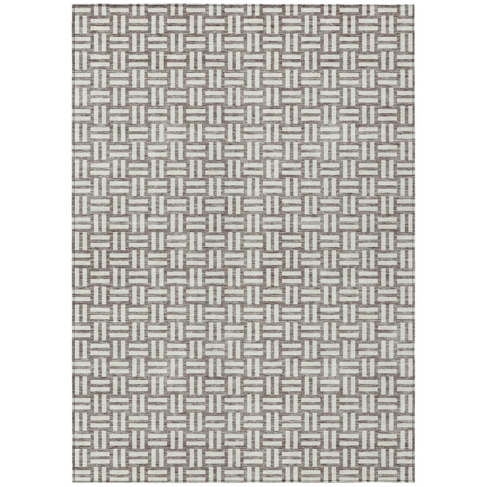 HomeRoots 9' X 12' Taupe and Gray Geometric Washable Area Rug - Stylish, Durable, Perfect for Indoor & Outdoor Use 595611