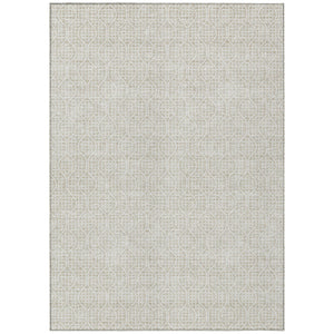 Homeroots 3' Stylish Beige And Ivory Geometric Washable Rug For Indoor And Outdoor Spaces, Durable Design 3' X 5' Polyester 595619