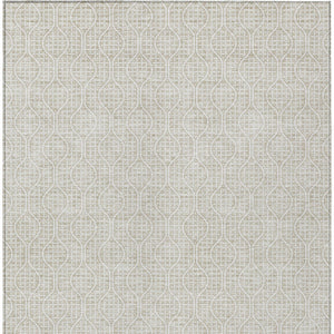 Homeroots 3' Stylish Beige And Ivory Geometric Washable Rug For Indoor And Outdoor Spaces, Durable Design 3' X 5' Polyester 595619