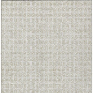 Homeroots 3' Stylish Beige And Ivory Geometric Washable Rug For Indoor And Outdoor Spaces, Durable Design 5' X 8' Polyester 595620