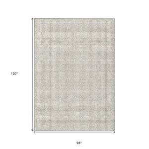 Homeroots 3' Stylish Beige And Ivory Geometric Washable Rug For Indoor And Outdoor Spaces, Durable Design 8' X 10' Polyester 595622