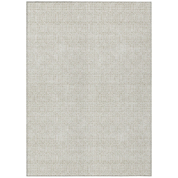 HomeRoots 5' Modern Beige and Ivory Geometric Area Rug – Durable, Washable, Stylish Accent for Indoors & Outdoors 8' X 10' 595622