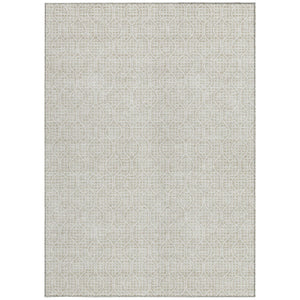 Homeroots 3' Stylish Beige And Ivory Geometric Washable Rug For Indoor And Outdoor Spaces, Durable Design 8' X 10' Polyester 595622