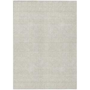 HomeRoots 9' x 12' Beige and Ivory Geometric Washable Rug - Durable, Stylish for Indoor & Outdoor Spaces! 595623