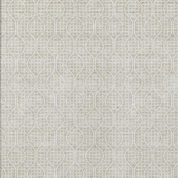Homeroots 3' Stylish Beige And Ivory Geometric Washable Rug For Indoor And Outdoor Spaces, Durable Design 9' X 12' Polyester 595623