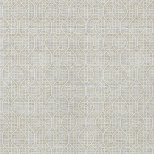 Homeroots 3' Stylish Beige And Ivory Geometric Washable Rug For Indoor And Outdoor Spaces, Durable Design 10' X 14' Polyester 595624
