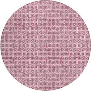 Homeroots 3' Stylish Beige And Ivory Geometric Washable Rug For Indoor And Outdoor Spaces, Durable Design 8' Round Polyester 595627