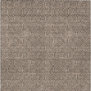 Homeroots 3' Stylish Beige And Ivory Geometric Washable Rug For Indoor And Outdoor Spaces, Durable Design 5' X 8' Polyester 595632